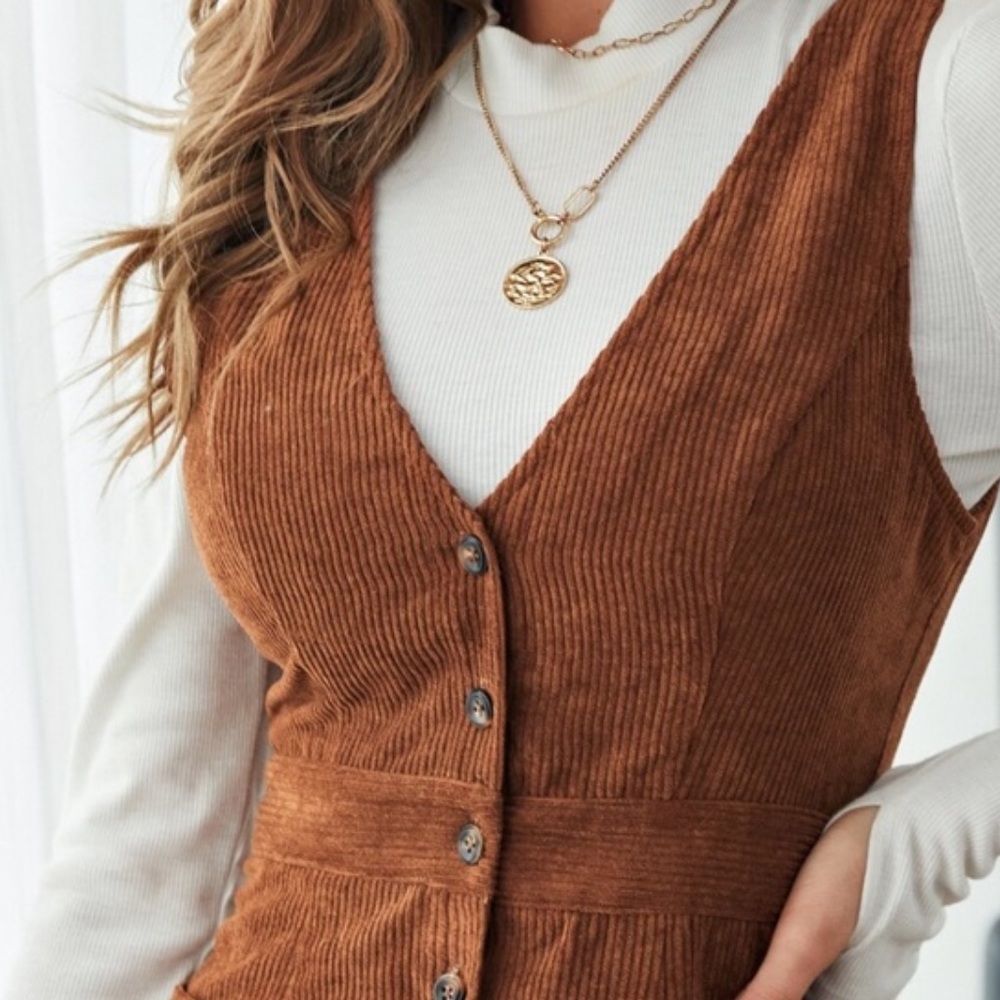 Black corduroy overall dress - Picture 3 of 9